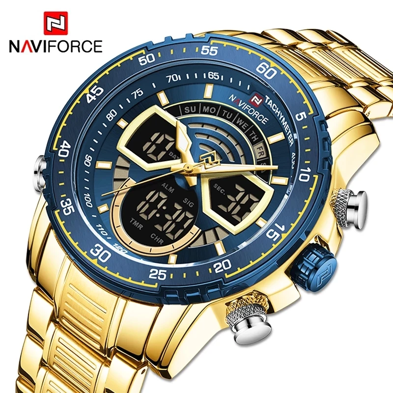 Часы наручные NAVIFORCE Мужские кварцевые модные брендовые Роскошные