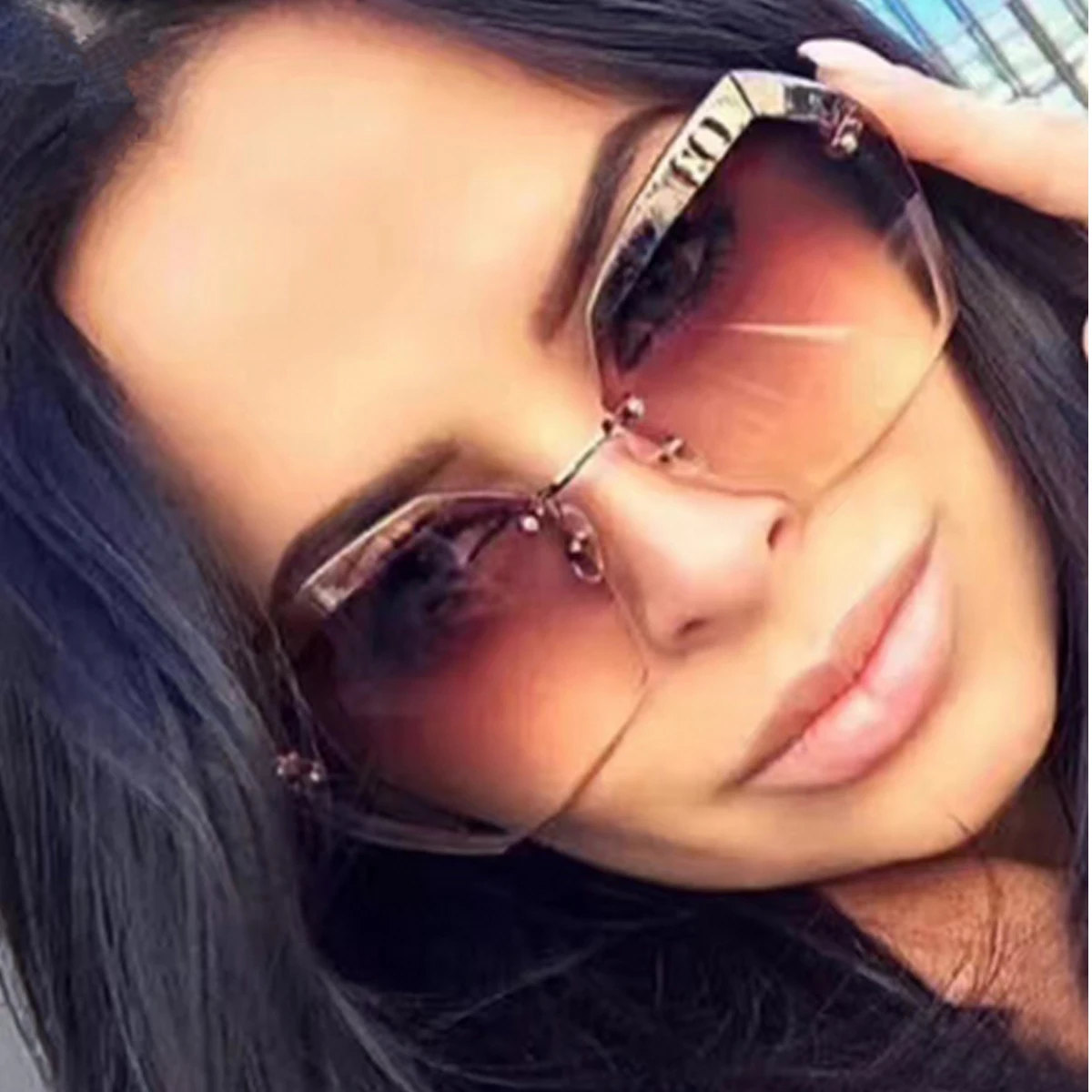 

Luxury Vintage Rimless Sunglasses Women Brand Designer Oversized Sunglasses 2019 Female Sun Glasses for Lady Mirror Shades UV400