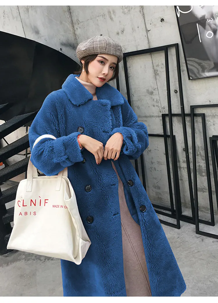 sheep Fur velvet coat sheared sheep coat female fur long young new jacket for women Granular wool