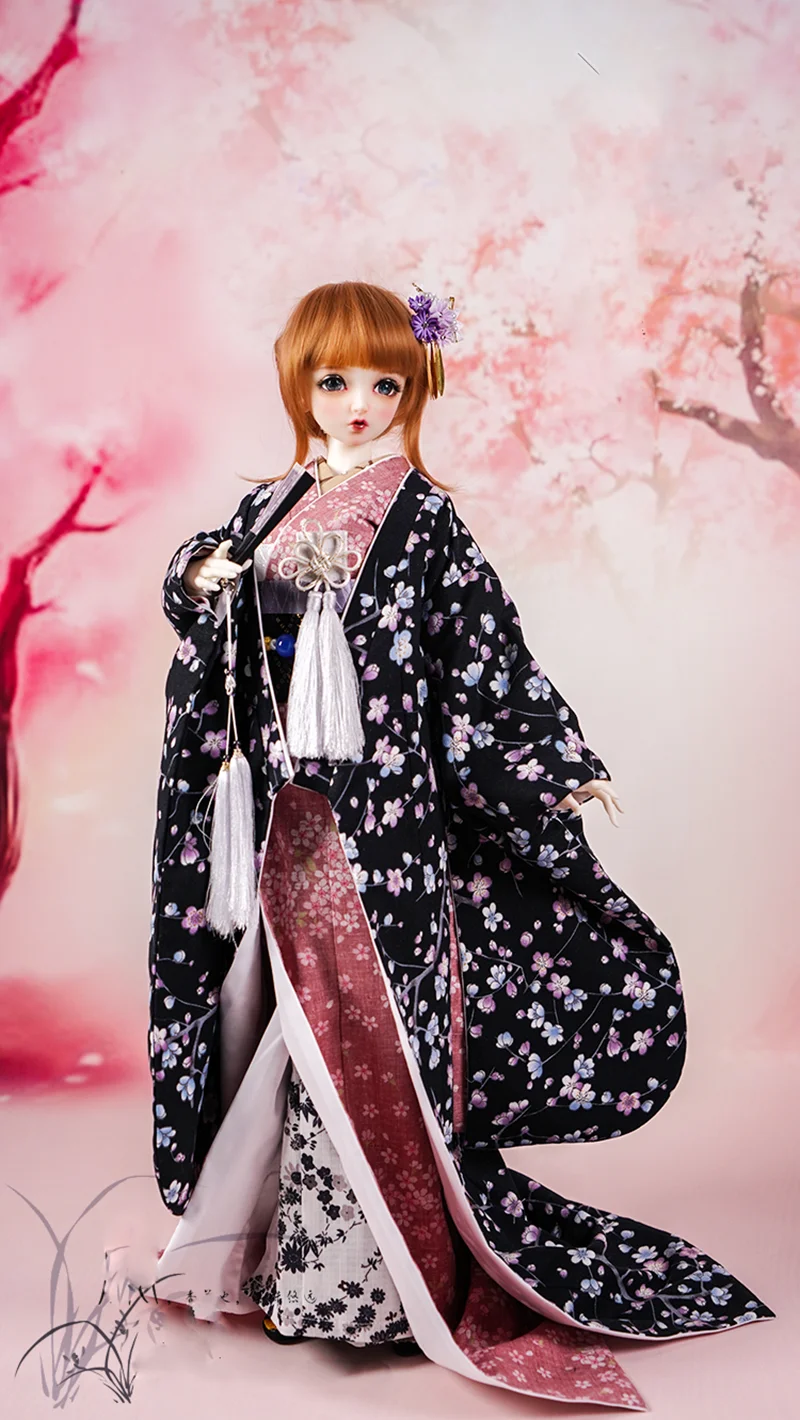 

1/4 1/3 BJD Clothes Japanese Ancient Costume Kimono Hanfu Outfit for BJD/SD MSD Girl ID72 80cm Strong Uncle Doll Accessories 186