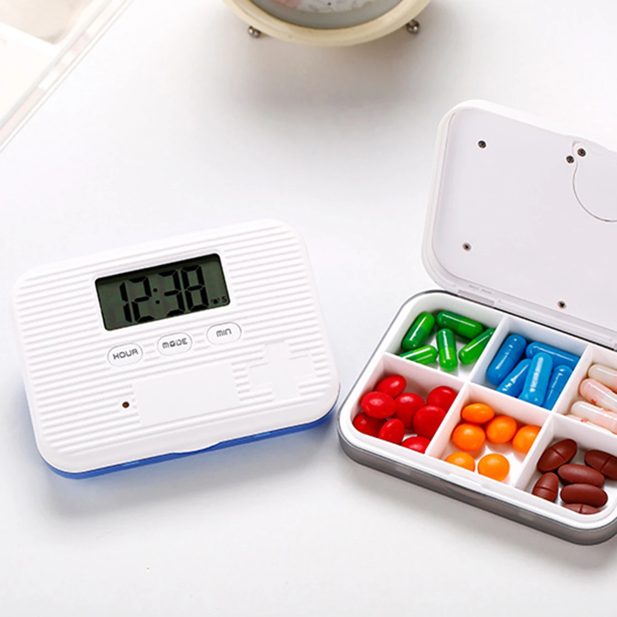 Pill Reminder Medical Alarm Timer Electronic Box Organizer 4