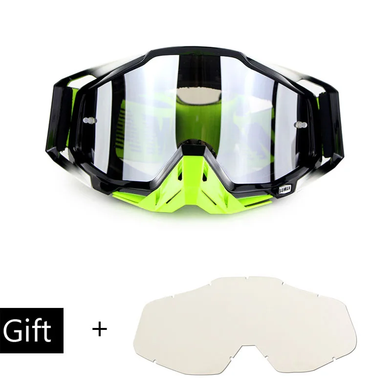 SOMAN очки для мотокросса очки для внедорожников ATV Dirt Bike MX DH MX очки для лыжного мотогонок очки подарок прозрачные линзы - Цвет: D