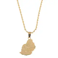 Gold Color Ile Maurice Map Pendant Necklace The Republic of Mauritius Map Charm Jewelry 1