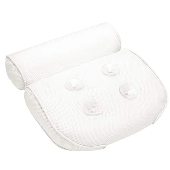 

White Bathtub Pillow, Large Spa 3D Air Mesh Bath Pillow, Luxury Comfortable Soft Bath Cushion Headrest, for Head Neck Shoulder S