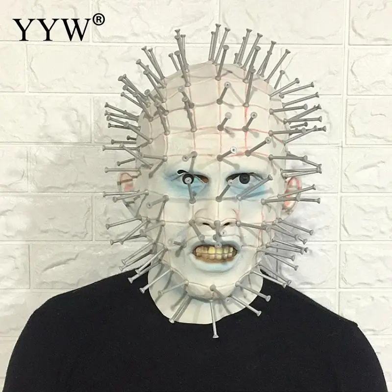 

Hellraiser Pinhead Horror Mask Party Carnival Mascaras Head Nail Man Movie Cosplay Mask Halloween Latex Scary Masks Spoof Props