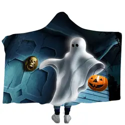 35 цветов Хэллоуин ужас одеяло с капюшоном шерпа Ocean Blue носимых плюшевый плед на кровать диван теплая дутая куртка B61