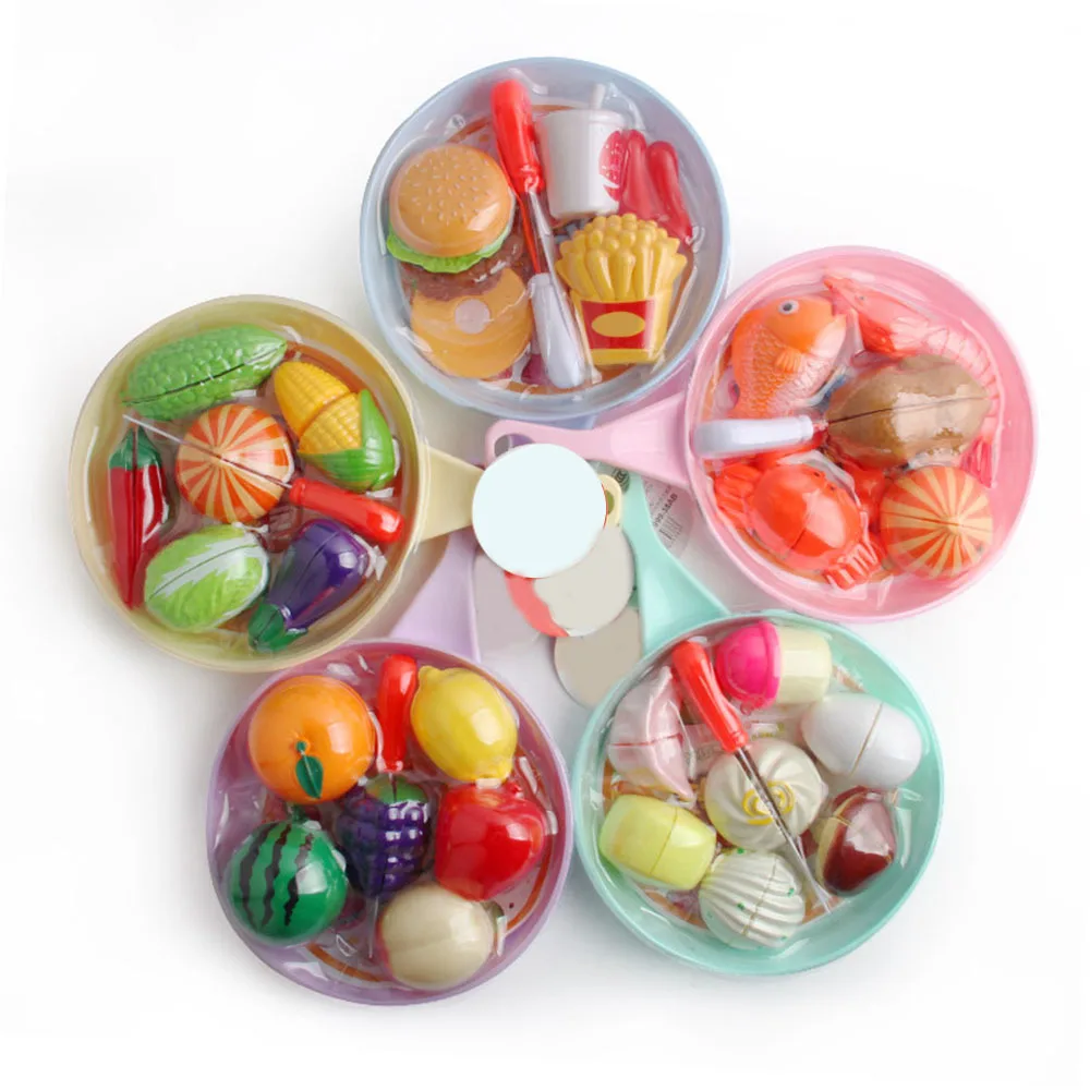 

Kids Simulation Toys Kitchen Cut Food Cutlery Toy Set Baby Fruit Breakfast Burger Set Kitchen Pretending Cooking Games Education