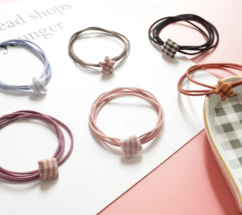 

Fashionable Pentagram square head rope, small, fresh and versatile high elastic hair accessories