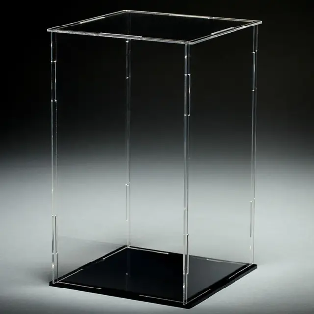 Clear Acrylic Display Case Black Base Dustproof Protection Model Toy Show Box 2