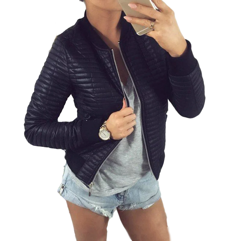 

Solid Jacket Women Stand Collar Long Sleeve Padded Warm Female Coat Winter Slim Fit Casual Girl Windbreaker 2020 Fall Winter