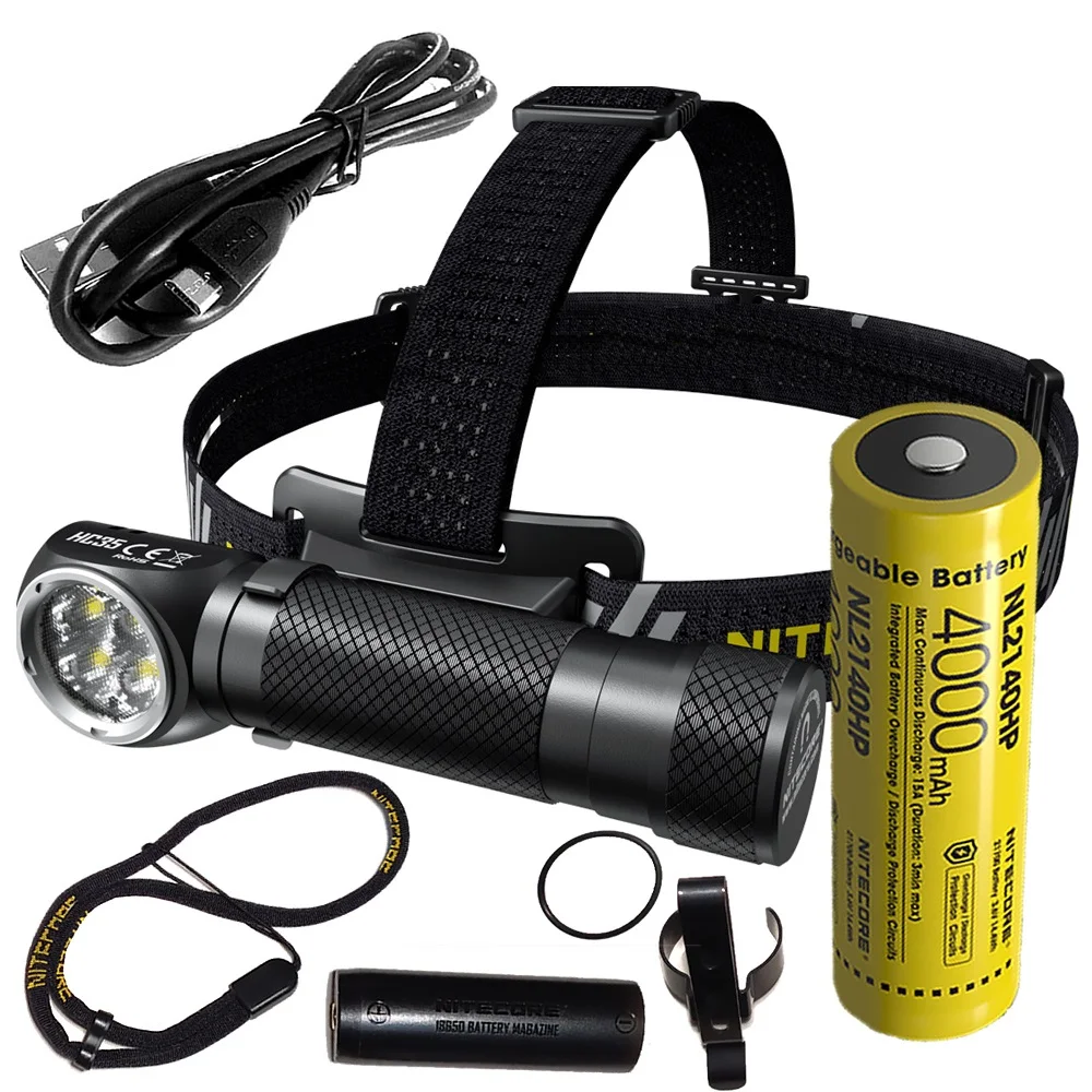 US $82.96 Nitecore HC35 LED Headlamp CREE XPG3 S3 2700LM Headlight Rechargeable Flashlight with Magnetic Tail Cap by 21700 Battery