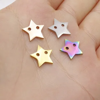 

5pcs/lot DIY Stainless steel Double hole five-pointed star Pendant Mirror Polished Connector Charm Findings Jewelry Accessories