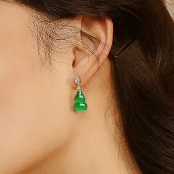 安い かわいいひょうたん形状作成グリーンペリドットホワイトcz女性耳スタッドピアスユニークな宝石類のギフト