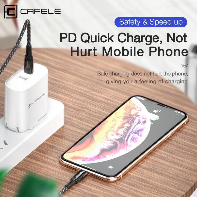 CAFELE USB C для Lightning Кабель 18 Вт Быстрая зарядка и синхронизация шнур совместимый PD кабель для iPhone 11 pro xs max xr 7 8 Plus