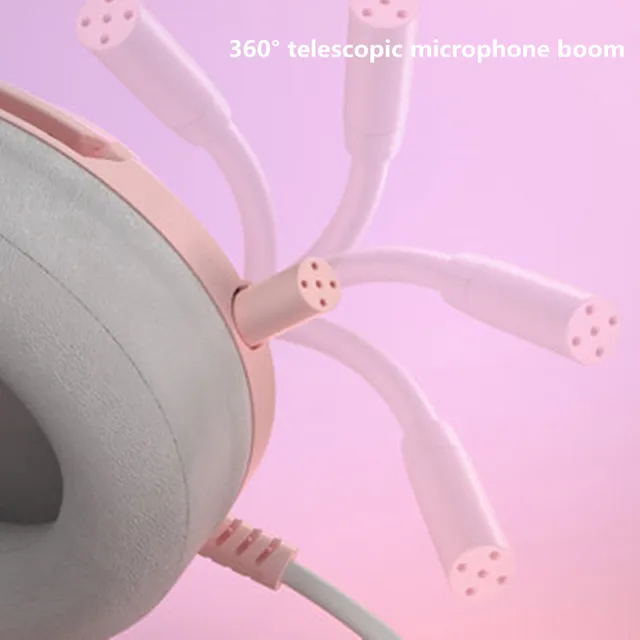 Kawaii Pink K9 Cat-Ears Gaming Headset 5