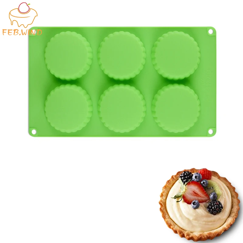 6 cavity Silcone мини пирог Pan/пресс форм торт лоток тарталетка кастрюли рифленая Киш