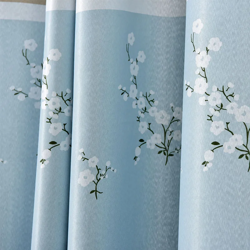 Китайский стиль Common Bombax цветочные короткие шторы для гостиной, спальни затемнение кухни Шторы - Цвет: Blue