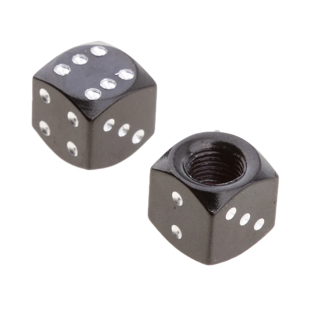 4 Pieces Aluminum Alloy Dice Valve Caps Cover Universal for Car Bike Motorcycle Black