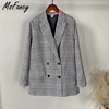 Msfancy-Chaqueta a cuadros para Mujer, traje de doble botonadura para Mujer, chaqueta Vintage oversize Americana, prendas de vestir para Mujer 2022 ► Foto 2/6