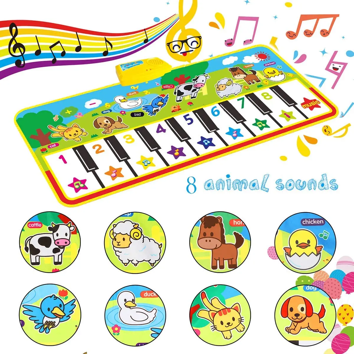 

6 Styles Musical Mat with Animal Voice Baby Piano Playing Carpet Music Game Instrument Toys Early Educational Toys for Kids Gift