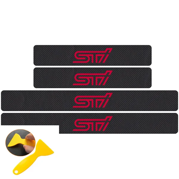 Black red 4 шт. карбоновое волокно STI автомобильные пороги протектор Переводные картинки Subaru Impreza WRX STI Trezia Стелла EV Dex Pleo автостайлинг - Название цвета: Black red
