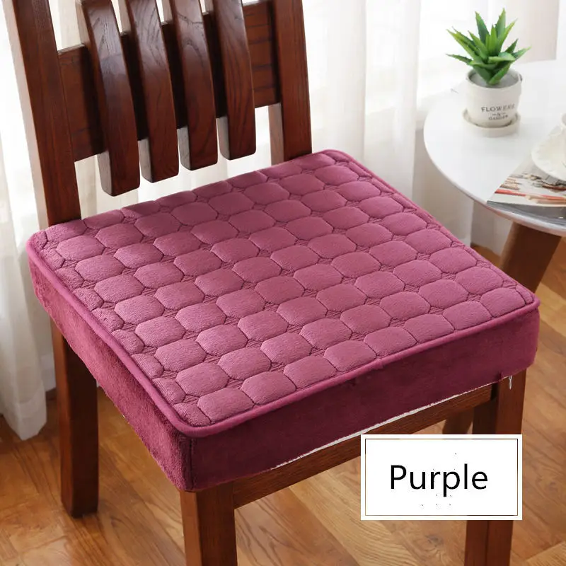 Purple Сплошной цвет 50*50 см подушка для стула подушка для окна подушка для сиденья утолщенная Подушка для стула украшение для дома офиса диванная подушка с пайетками коврик для сидения зима - Цвет: Purple