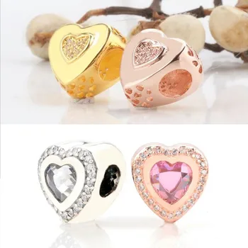 

Authentic 925sterling Silver Beads Fashion Classic Hollow Heart-shaped Beads Fit Original Pandora Bracelet For Women Diy Jewelry