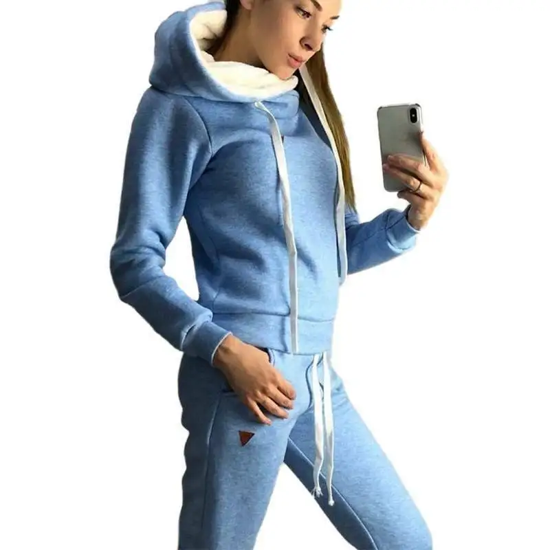 Raisevern New Women's Autumn And Winter Explosion Models New Fleece Fashion Casual Sports Suit Sweater Plus Size S-3XL