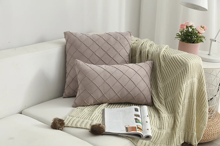 Pink Grey Cushion Cover Soft Faux Suede Diamond Home Decorative Pillow Cover For Couch Bed Chair 45x45cm/30x50cm