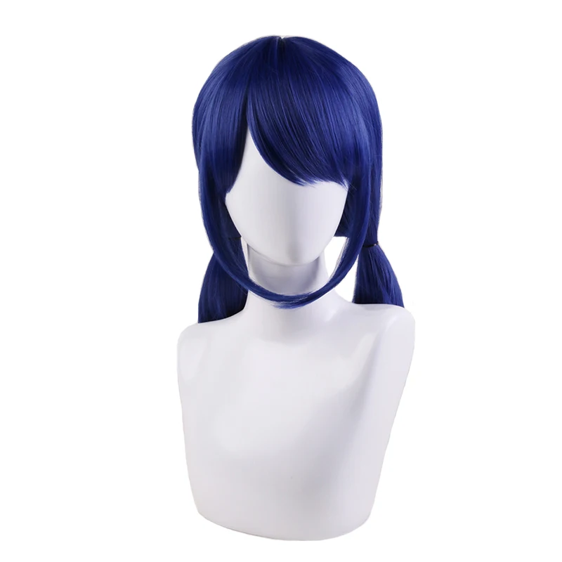 

Ladybug Cosplay Wigs Dark Blue Double Ponytails Straight Cosplay Wig Halloween Heat Resistant Synthetic Hair