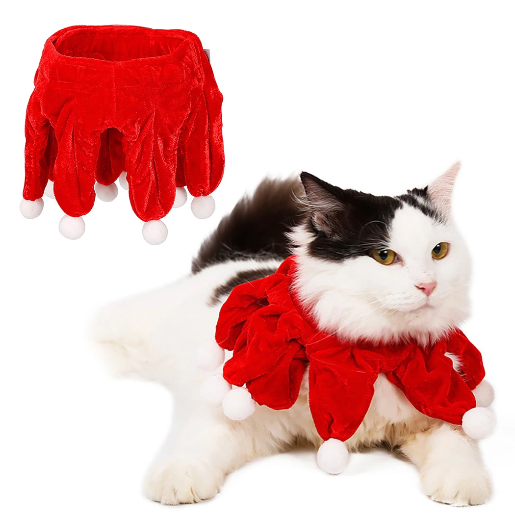 Рождественский шарф для домашних животных, мягкий милый помпон, грелка для шеи, кошки, бандана, костюм для кошек, аксессуары для животных принадлежности для фестиваля, вечерние
