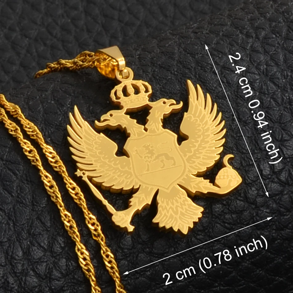 Anniyo(два размера) Montenegro ожерелья с подвесками для женщин девочек Montenegro украшения с изображением орла золотого и серебряного цвета с луной звездой#127621