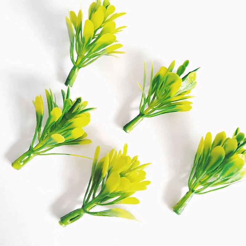 100 шт Мини ядро Stamen diy бонсай декоративные аксессуары цветочный горшок наполнение украшения поддельные растения DIY ВЕНОК поддельные цветы - Цвет: Yellow leaves