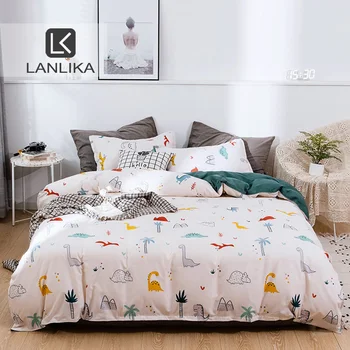 

Lanlika Bed Flat Sheet Bedding Set Decor Dinasour Cartoon Bed Linen Double Queen King Duvet Cover Set Bedspread Comforter Cover