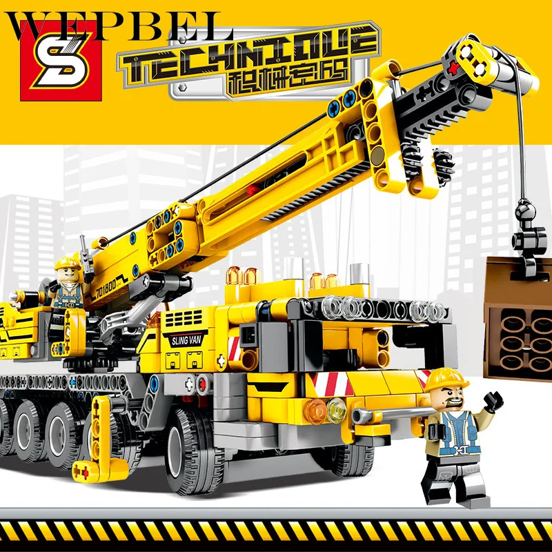 WEPBEL 665pcs Technic Engineering Lifting Crane Car Building Blocks Compatible Legoed Technic Enlig
