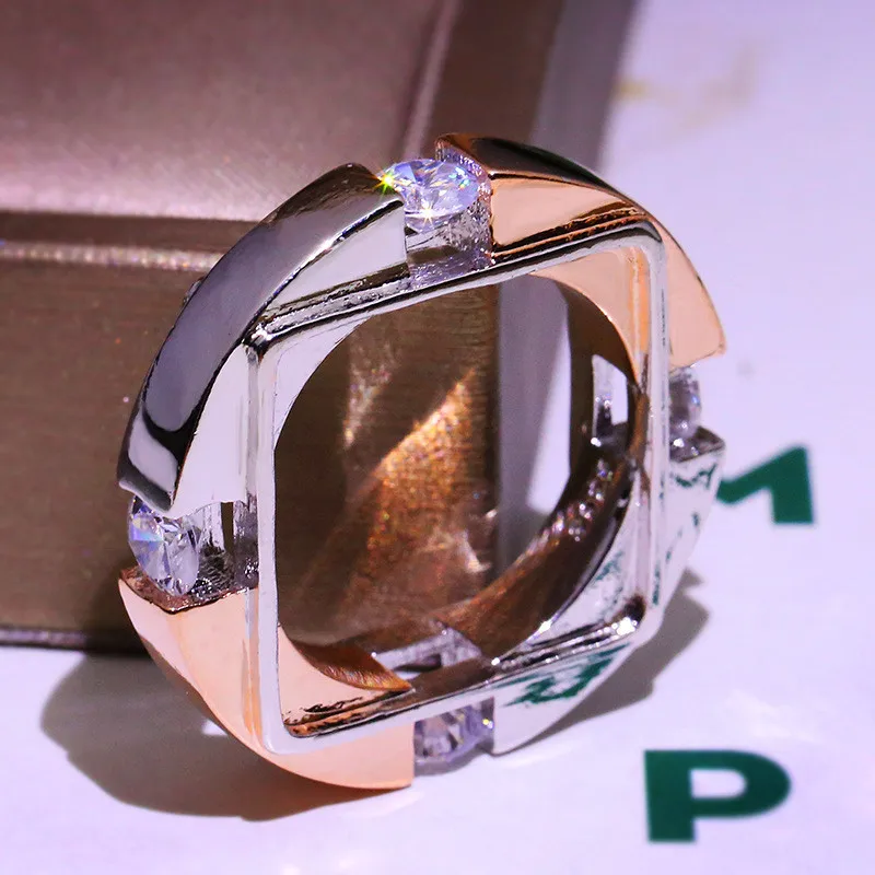 Уникальное Стильное женское серебряное розовое золото модное кольцо для пальца кристалл маленький фианит каменное кольцо винтажные Свадебные Кольца для женщин