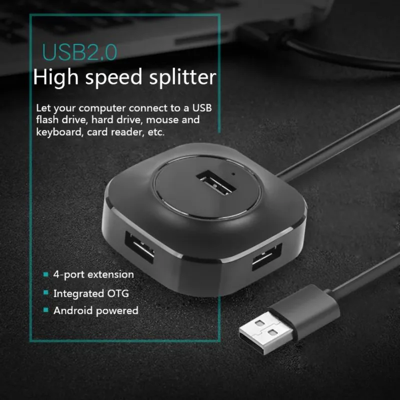 Простой в использовании 4-портовый USB Hub безопасные док-станция USB 3,0 концентратор ABS защищен от воздействия окружающей среды, Материал Разветвитель USB для компьютера, ноутбука, компьютера