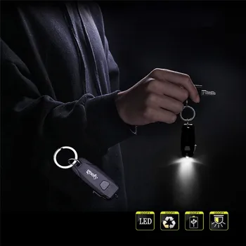 

New 1 Pcs Mini LED Flashlight Keychain USB Rechargeable Portable 50LM Light With 2 Modes Tube Key Ring Torch
