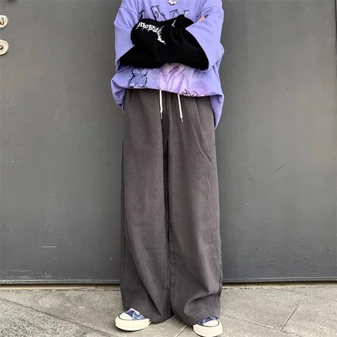 Spring Casual Trousers Unisex Spring Autumn 6-color Washed Brushed Straight Overalls Wide Leg Pants Men and Women Joggings