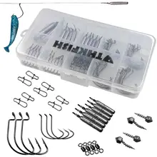 103 шт., коробка для рыболовных снастей, Швабра, рыболовные аксессуары со смещенными крючками, свинцовый рыболовный крючок для ловли басов