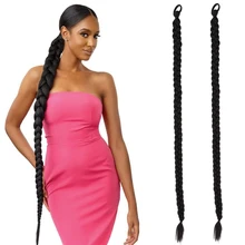 

40inch Super Long Box Braid Drawstring Ponytail Hairpiece Synthetic Natural Pony Tail Wig for Black Women Clip in Hair Extension