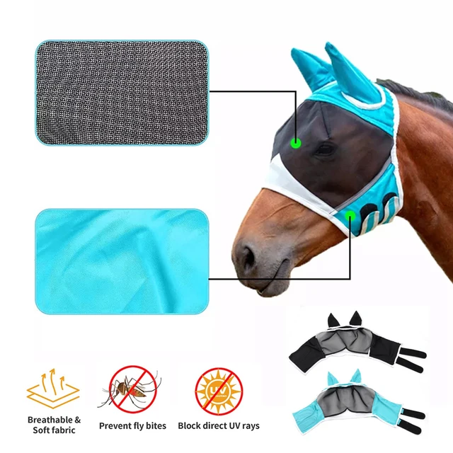 Masque cheval mouches 1 pi ce Protection Anti UV anti mouches yeux d animaux quitation respirant