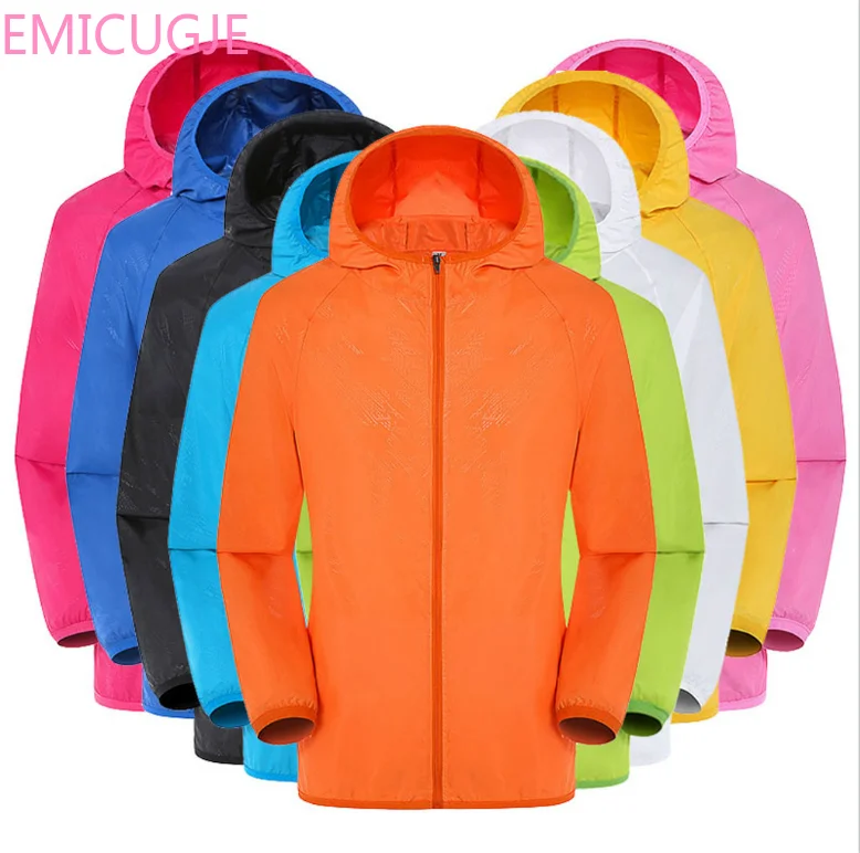 Rainproof Windbreaker Hooded Coat Jackets Men's Women Casual Jackets Plus Szie Candy Color Windproof Ultra-Light