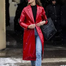 2021 Autumn Winter Fashion Women PU Jacket Western Style Solid Color Temperament Casual Lapel Long Sleeve Faux Leather Clothing