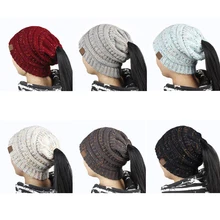 Женская теплая зимняя меховая вязаная мешковатая шапка бини тёплая шапка эластичная вязаная однотонная Мягкая Новинка