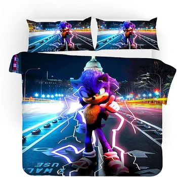 

Home Textiles 3D Bedding Set Sonic The Hedgehog Printed Duvet Cover Set Pillowcase Au Eu Us Twin Full Queen King Cartoon Bed Set