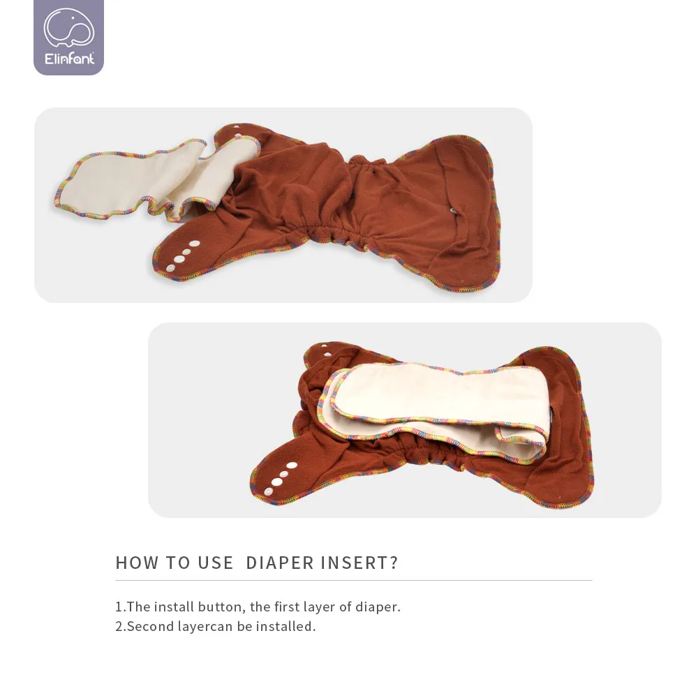 Elinfant кофейные флисовые многоразовые подходящие подгузники одного размера