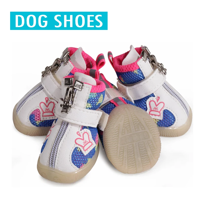 

Breathable Mesh Pet Shoes Non slip soft Sole Cotton Dogs Sneakers Spring Autumn Outdoor Walking Pet Cat Shoes For Dogs 4Pcs Suit