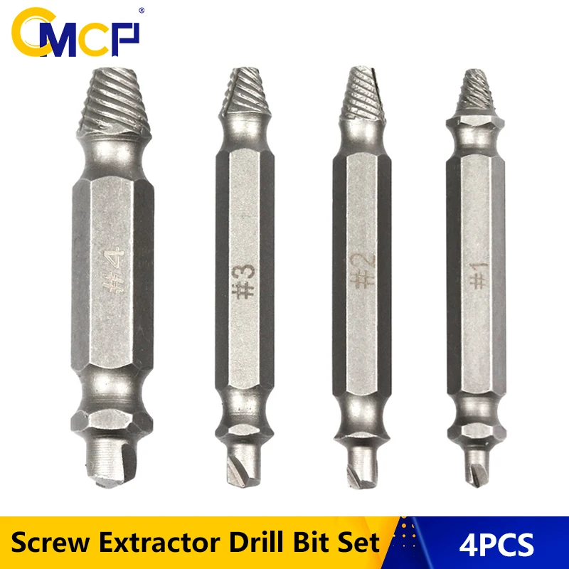 4 Stks Tapeinduithalerset Boor Bits Gids Set Gebroken Soeed Out Beschadigd Easy Out Bolt Stud Remover Tool A