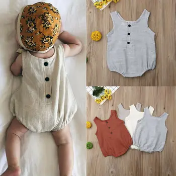 

US STOCK Newborn Baby Girl Clothes Sleeveless Romper Jumpsuit Cotton Outfits